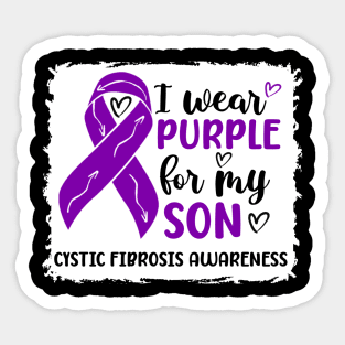 I Wear Purple For My Son Cystic Fibrosis Awareness Sticker